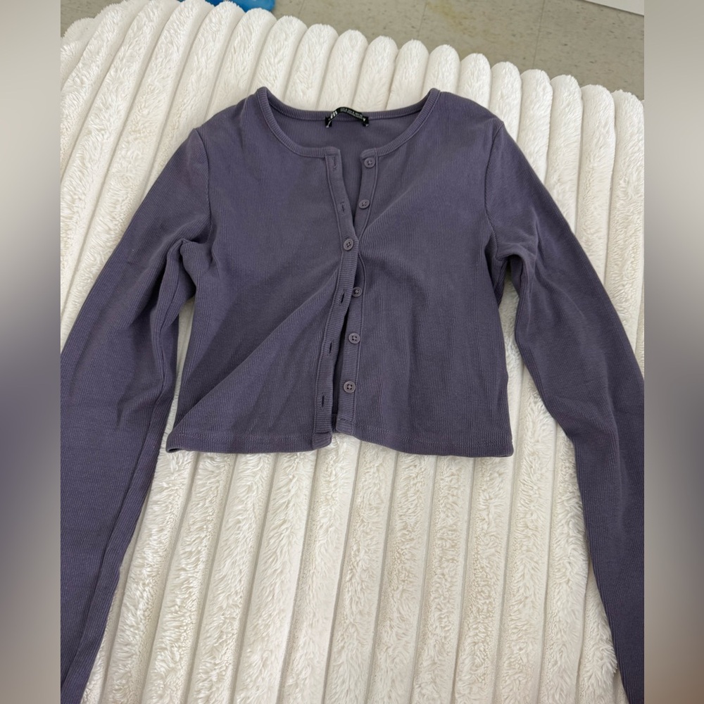 Zara purple cardigan top